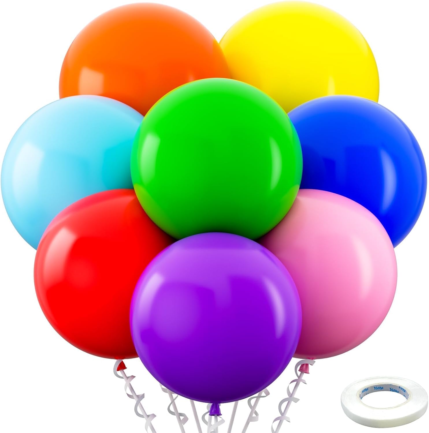 Bezente Assorted Latex Rainbow Balloons 100 Pack 12 inch - Image 211