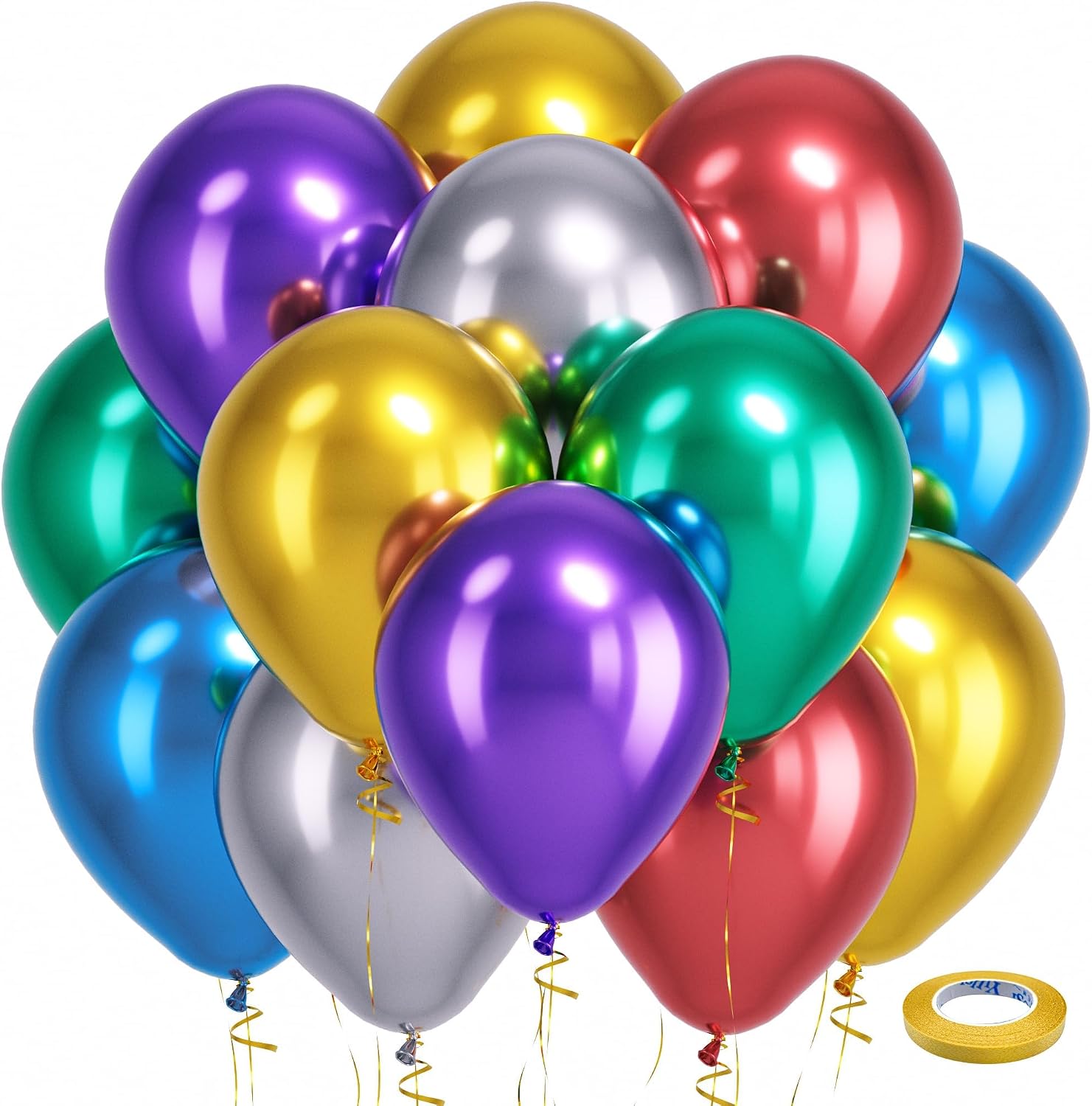 Bezente Assorted Latex Rainbow Balloons 100 Pack 12 inch - Image 63