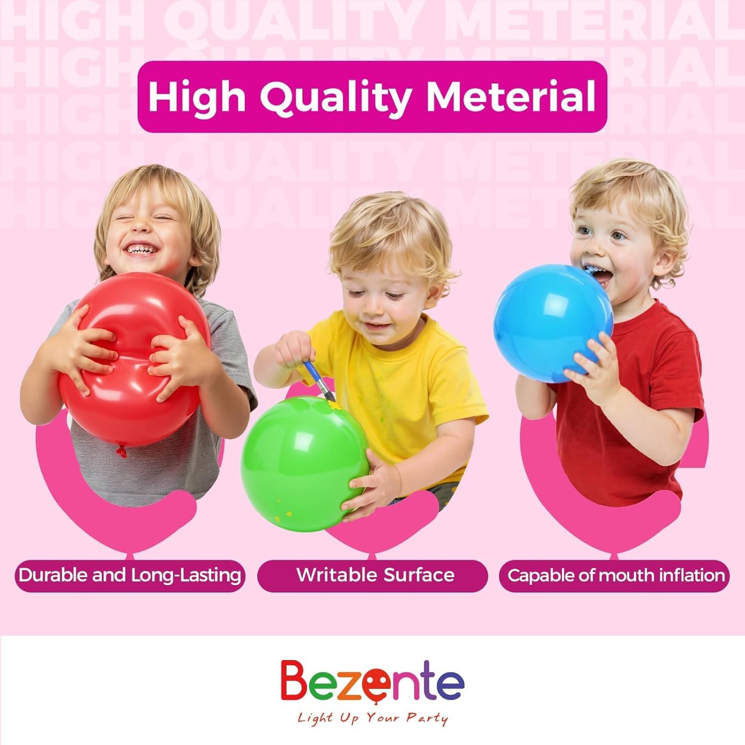 Bezente Assorted Latex Rainbow Balloons 100 Pack 12 inch - Image 5